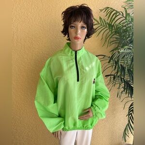 SURF STYLE lime green pullover windbreaker top